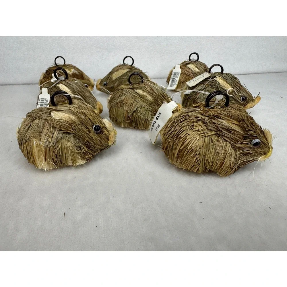 8 Pottery Barn Natural Straw Bunny Rabbit Place Card Holders Spring‎ New w/ Tags